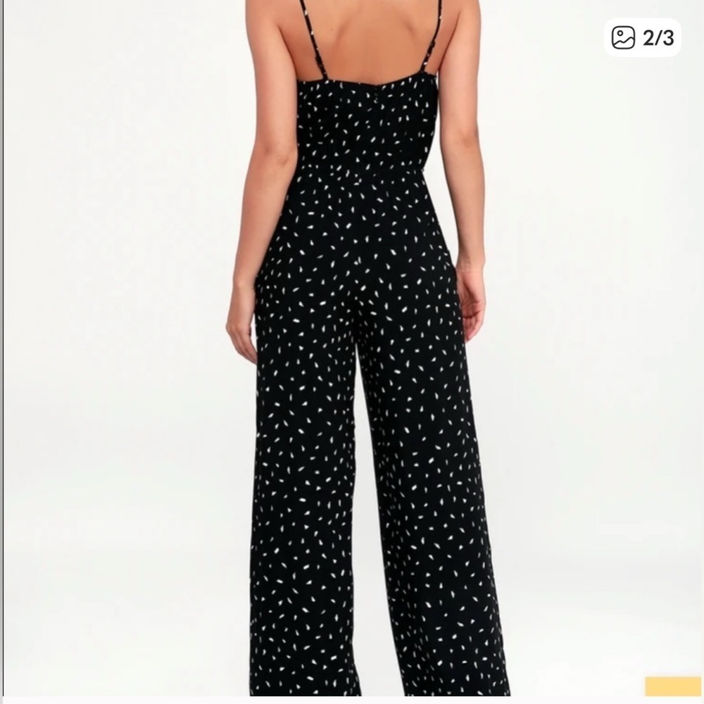 Lulu's Black Jumpsuit with White Dots - Picture 6 of 7